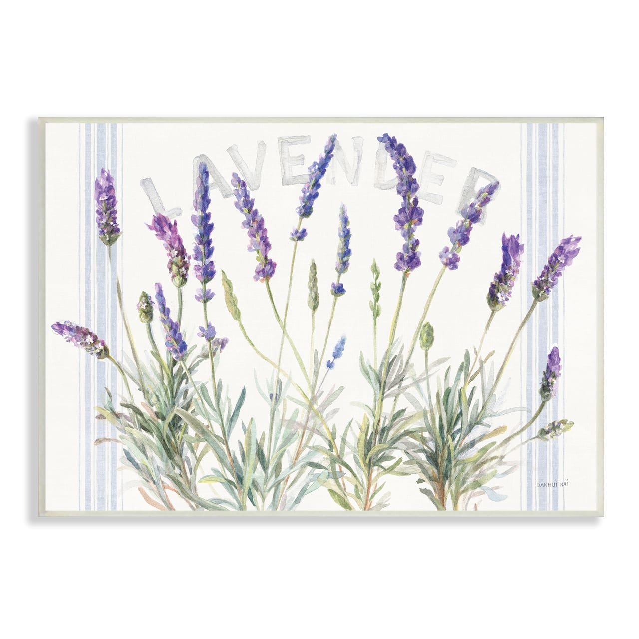 Stupell Industries Lavender Floral Cluster Farmhouse Bistro Stripes Wall Plaque